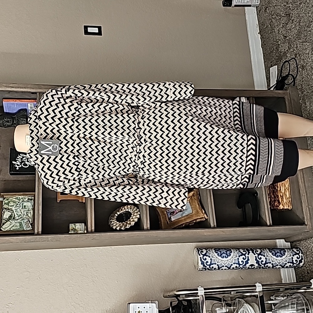 Mlle Gabrielle Black & White Chevron Print Midi Dress – Size 3X - Picture 4 of 9